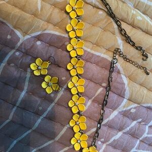 Estate Vintage Yellow Floral Jewelry Set